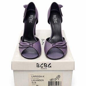 BCBG Paris “Larissa-K” Lavender Peep Toe Bow Heels Size 8B